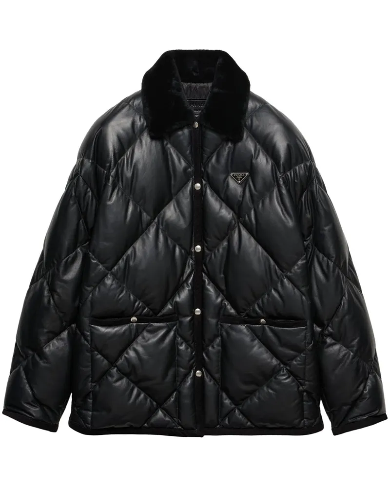 Prada Gesteppte Lederjacke - Schwarz Schwarz
