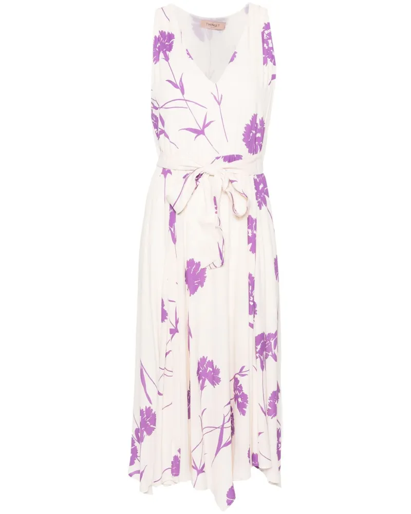 Twin-Set Blumiges Maxikleid - Nude Nude