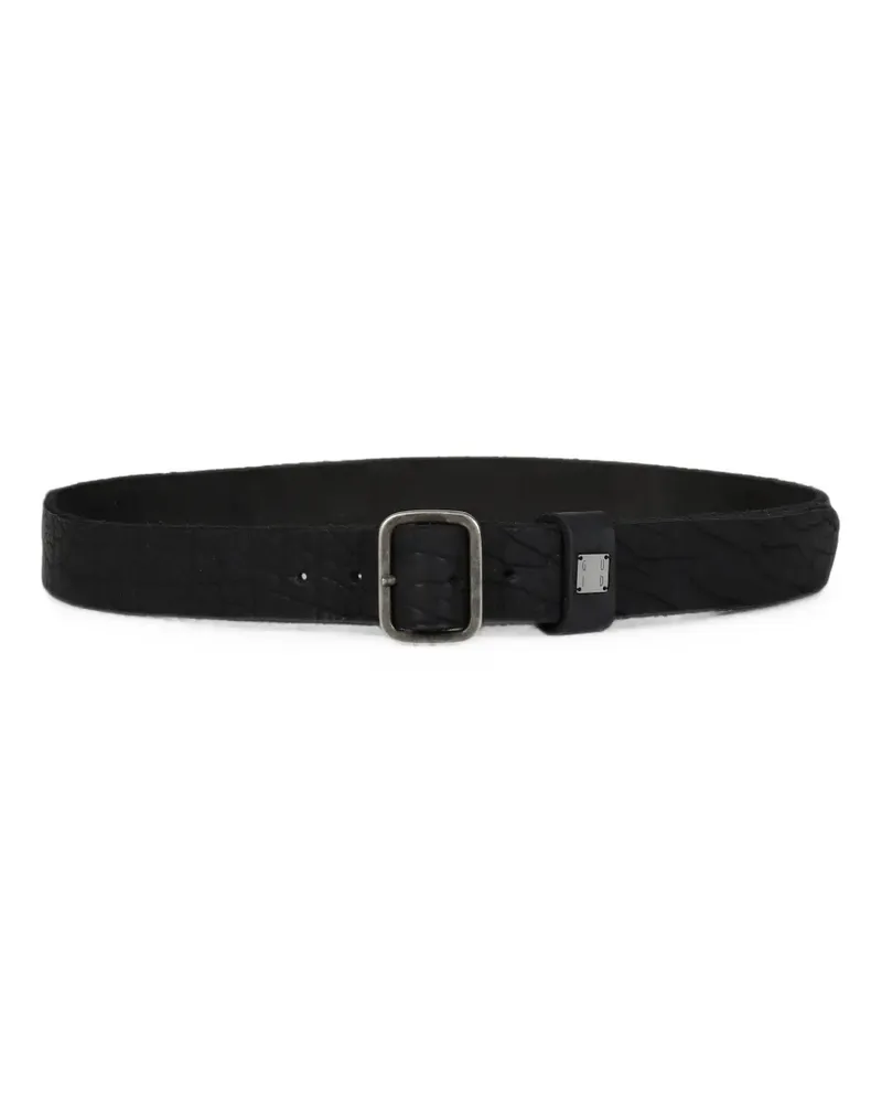 GUIDI logo-plate leather belt - Schwarz Schwarz