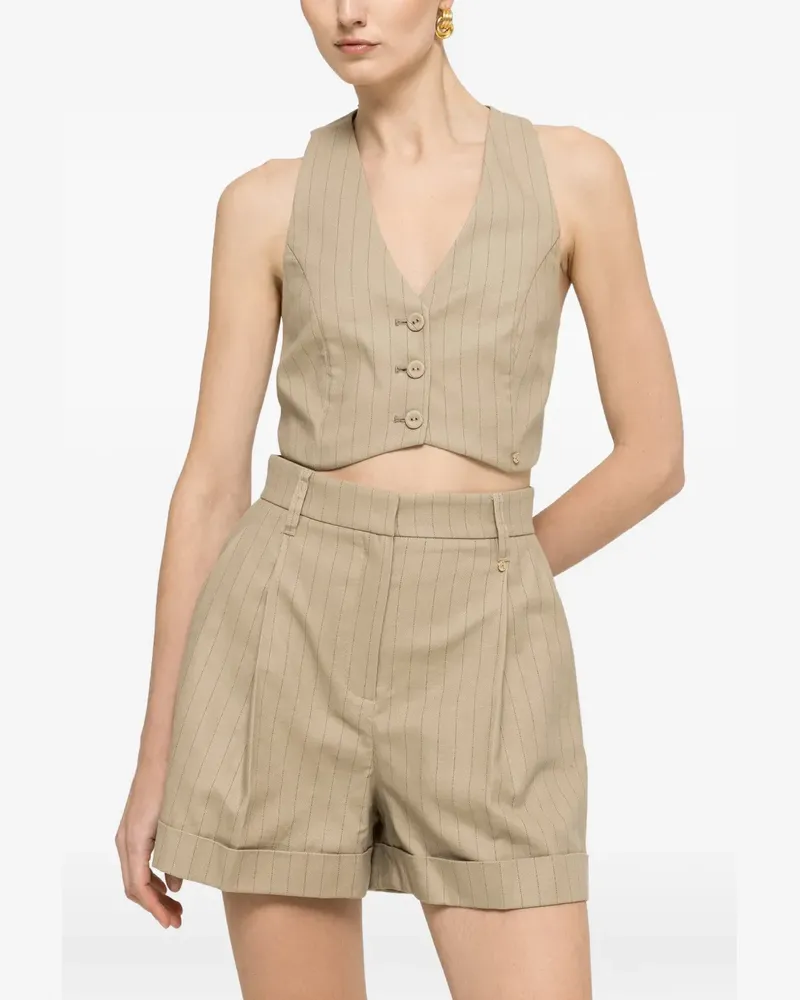 NISSA cropped pinstripe waistcoat - Nude Nude