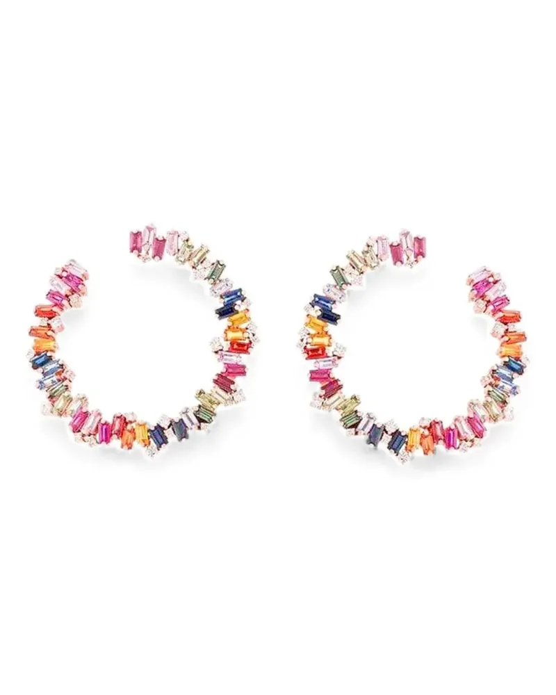 Suzanne Kalan Celeste sapphire and diamond hoop earrings - Gold Gold