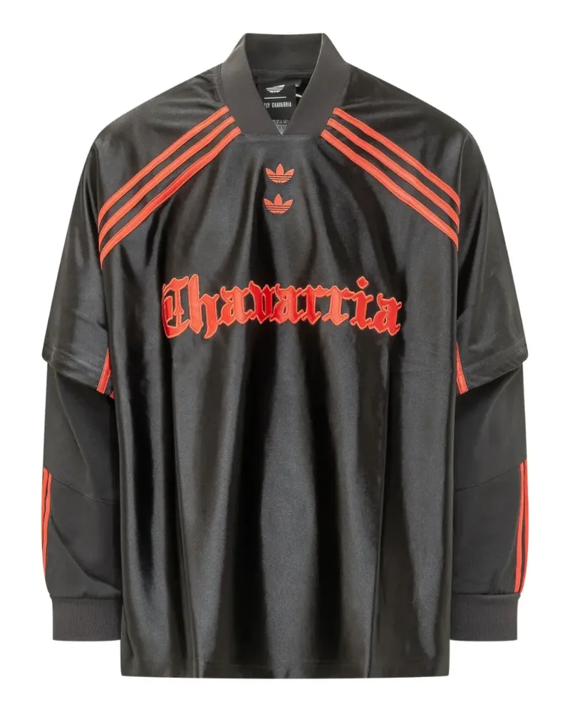 adidas layered-sleeve logo-embroidered sweatshirt - Schwarz Schwarz