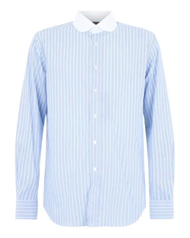 Slowear Gestreiftes Hemd mit Bubikragen - Blau Blau