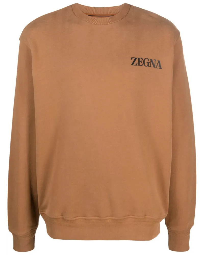 Ermenegildo Zegna Sweatshirt mit Logo-Prägung - Braun Braun