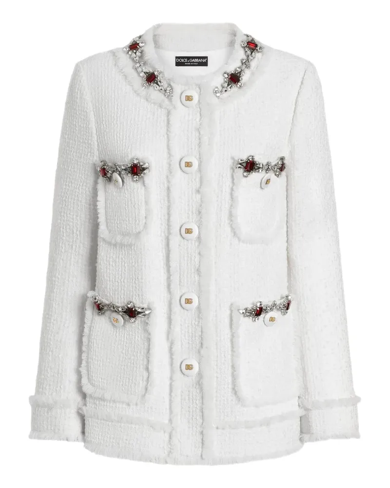 Dolce & Gabbana Einreihige Tweed-Jacke - Weiß Weiß