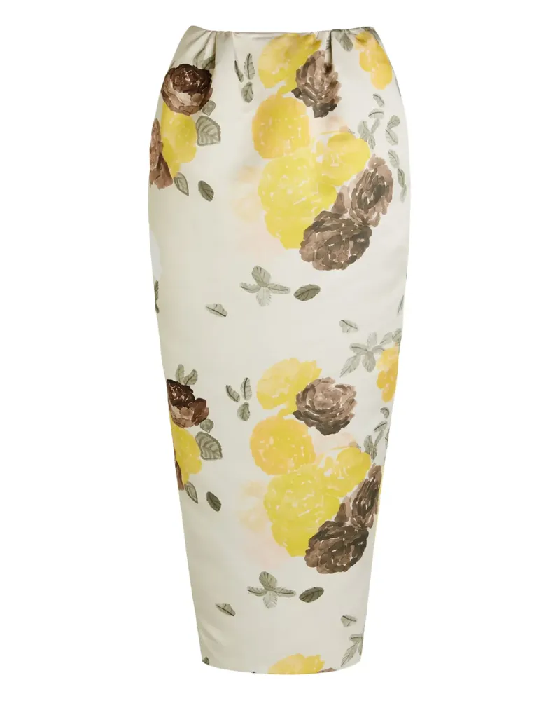 BERNADETTE floral-print midi skirt - Nude Nude
