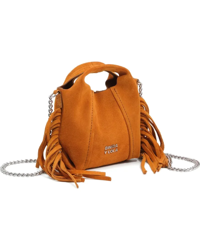 BIMBA Y LOLA Micro Paper Bag aus Wildleder mit Fransen - Orange Orange