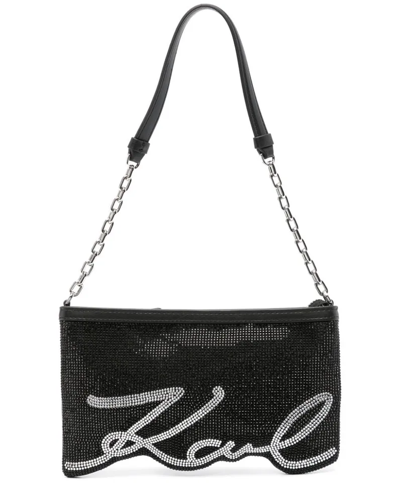 Karl Lagerfeld Schultertasche mit Strass-Logo - Schwarz Schwarz