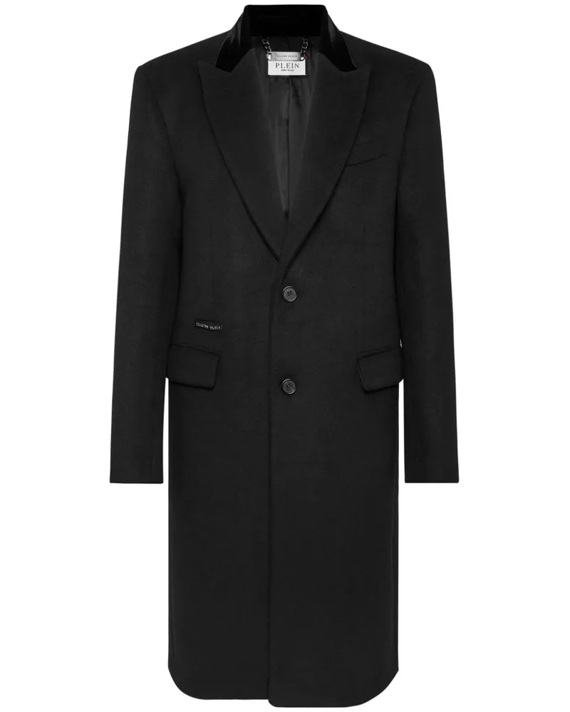 Philipp Plein Mantel mit beflocktem Logo - Schwarz Schwarz