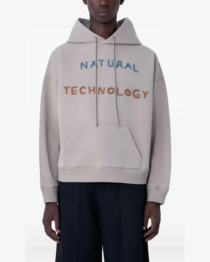 STORY mfg. hooded text-motif sweater - Grau Grau