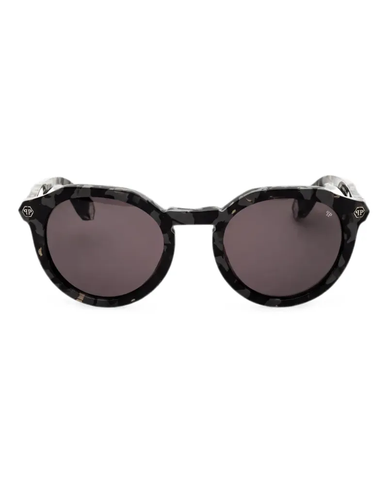Philipp Plein tortoiseshell-effect round-frame sunglasses - Grau Grau
