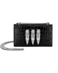 Philipp Plein Schultertasche mit Kroko-Effekt Schwarz