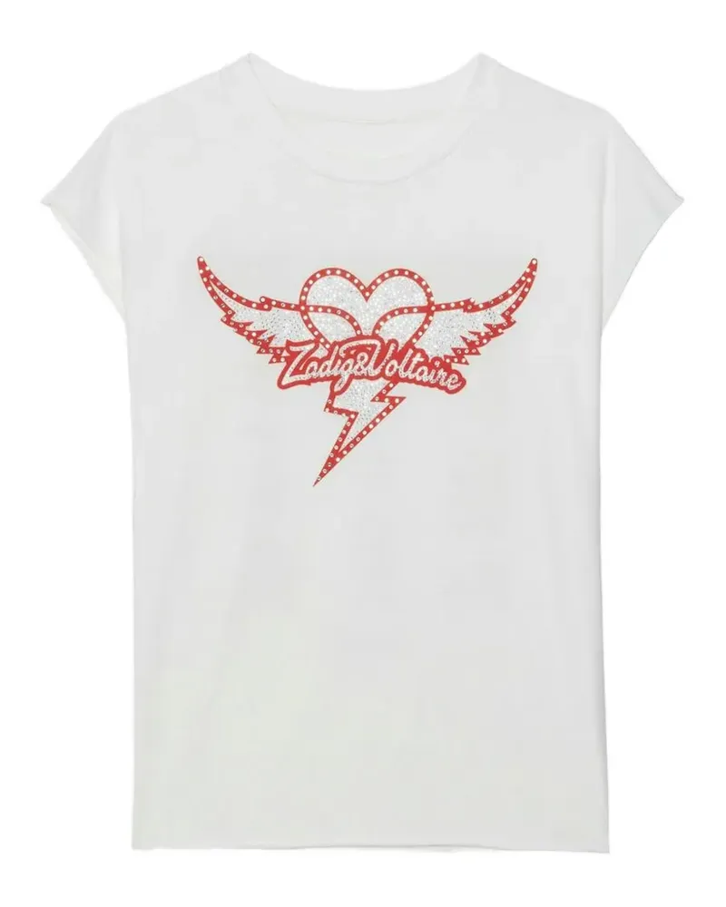 Zadig & Voltaire Strassverziertes T-Shirt mit angeschnittenen Ärmeln - Weiß Weiß