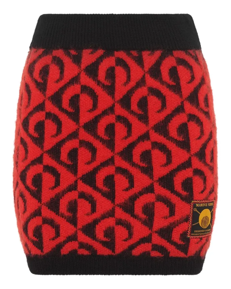 Marine Serre Moon lozenge-knit miniskirt - Rot Rot