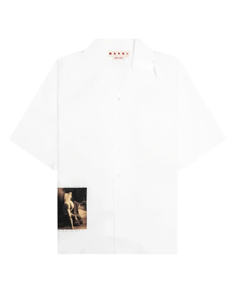 Marni Bowlinghemd mit besticktem Patch - Weiß Weiß