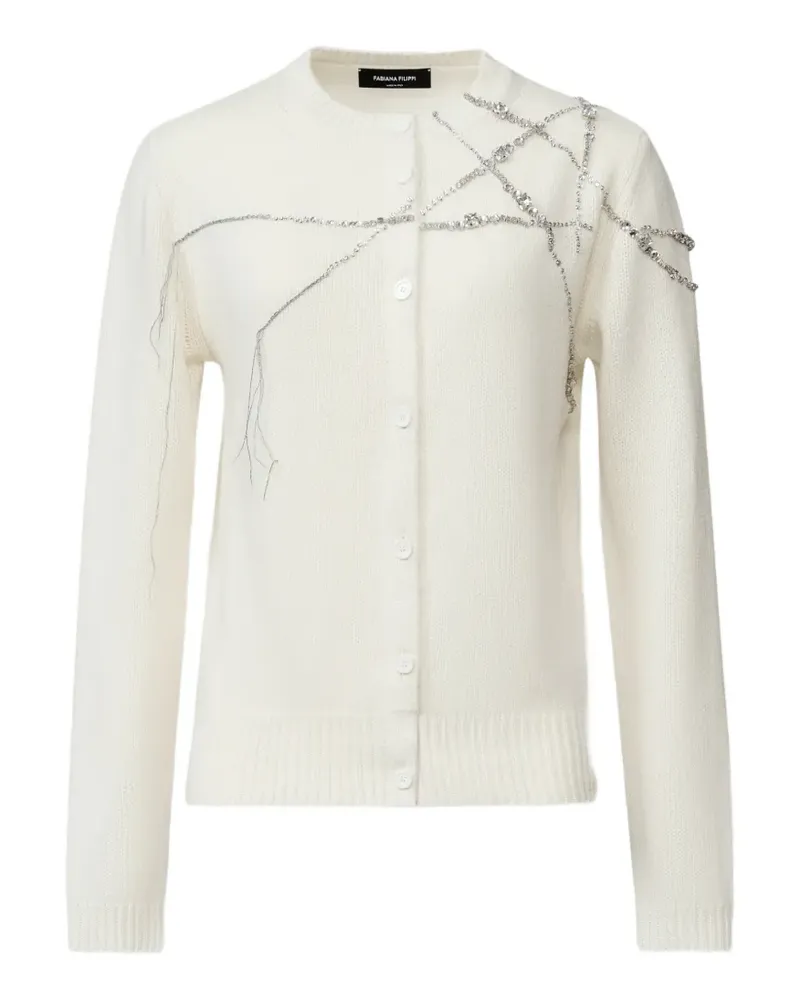 Fabiana Filippi Platinum crystal-embellished cardigan - Nude Nude