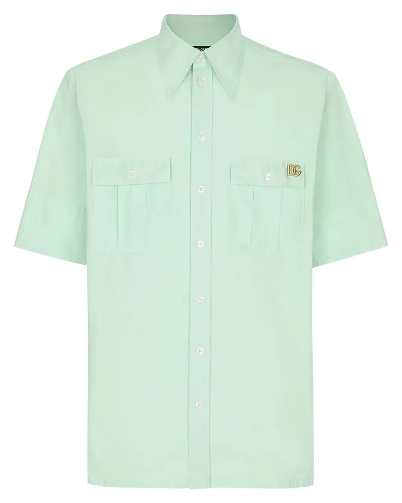Dolce & Gabbana Hawaiihemd mit Logo-Schild - Grün Grün