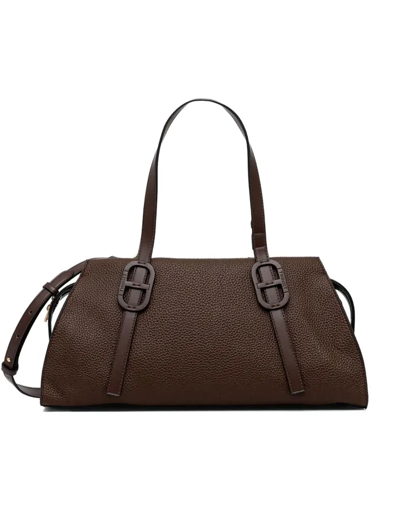 Twin-Set Shopper mit Logo-Schild - Braun Braun