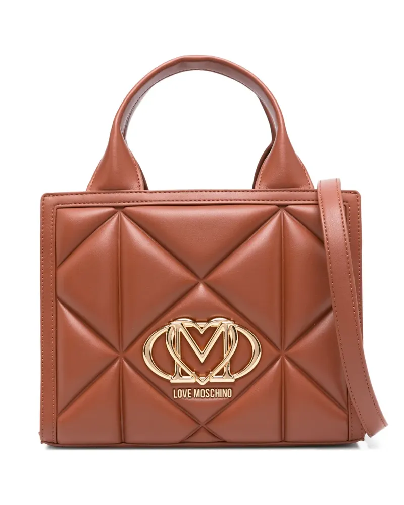 Moschino Tote Bag mit Logo-Schild - Braun Braun