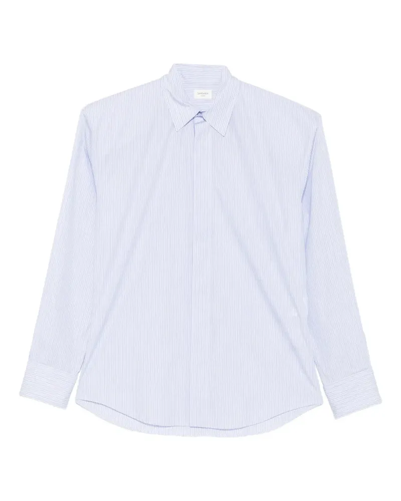 Saint Laurent vertical-stripe long-sleeve shirt - Weiß Weiß