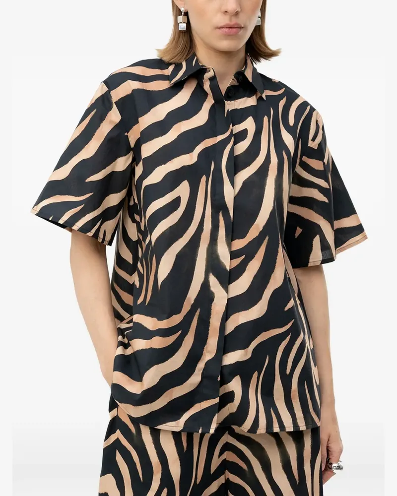 HUGO BOSS zebra-print short-sleeve shirt - Schwarz Schwarz