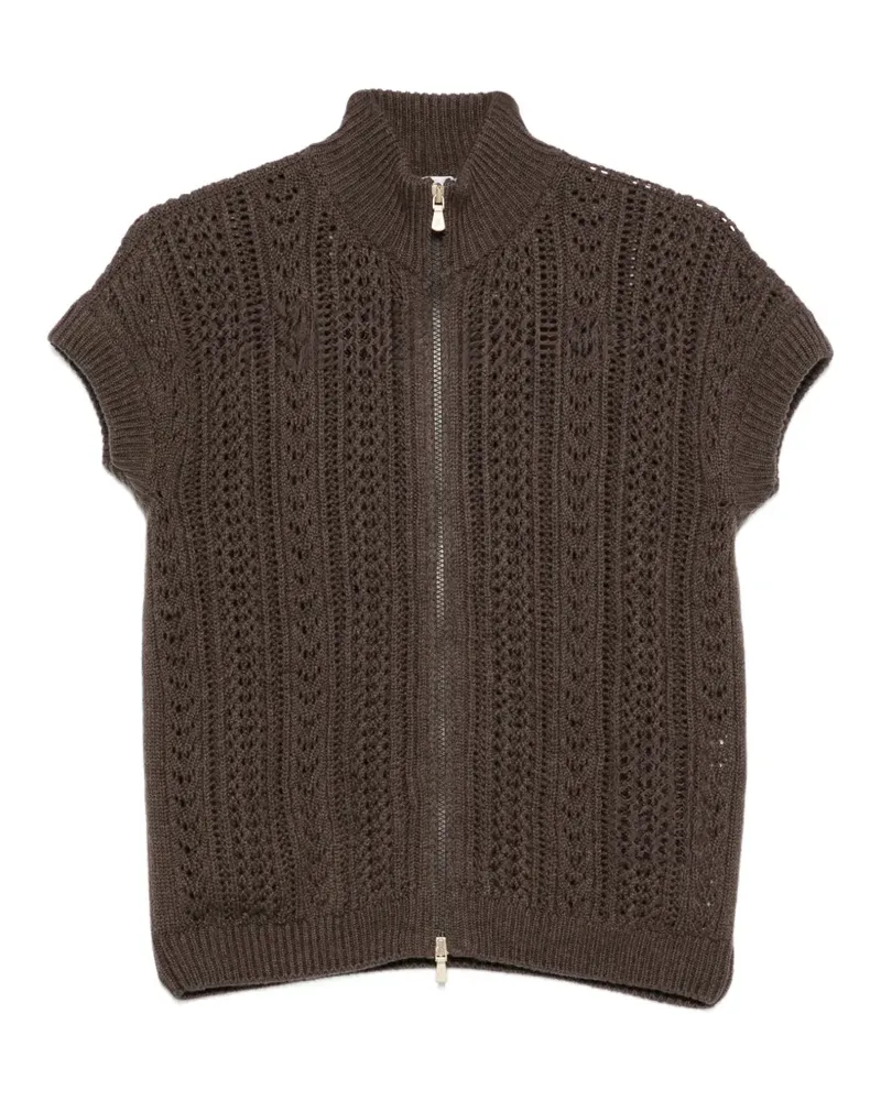 Eleventy Ärmelloser Cardigan aus Pointelle-Strick - Braun Braun