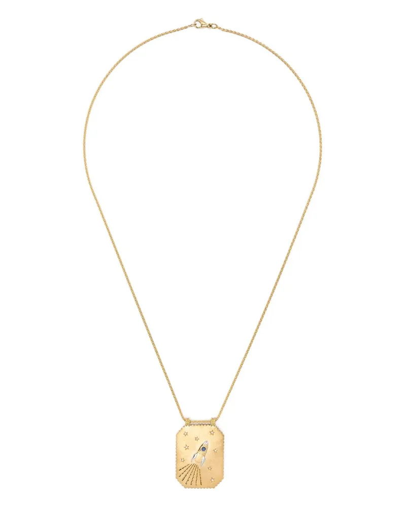 Marie Lichtenberg 18kt Love You Gelbgoldhalskette mit Diamanten und Saphiren Gold