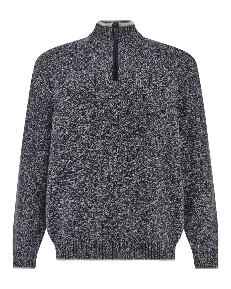 Paul & Shark Melierter Pullover mit kurzem Reißverschluss - Blau Blau