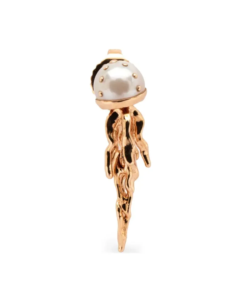 Bibi van der Velden 18kt Jellyfish Rotgoldohrring mit Perle - Rosa Rosa