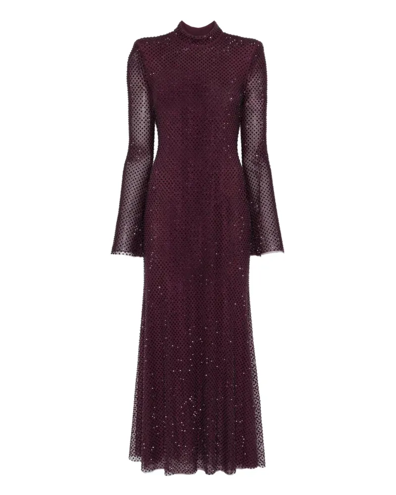Self-Portrait Midikleid mit Strass - Rot Rot