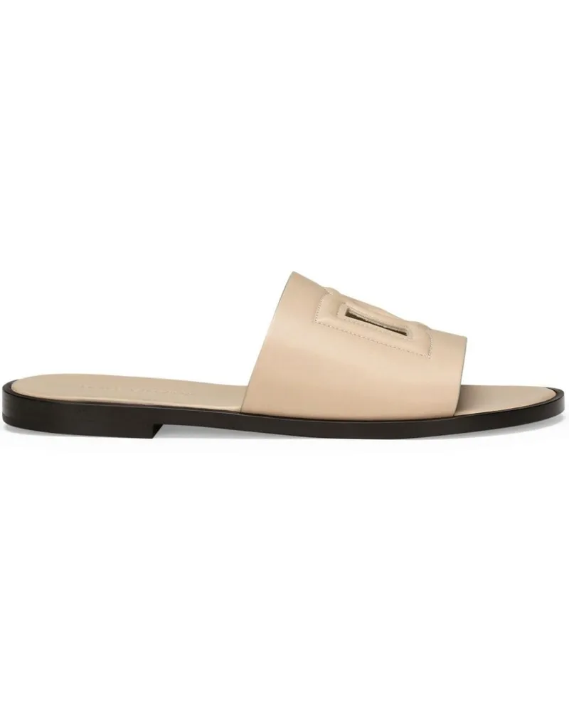 Dolce & Gabbana Pantoletten mit Logo-Prägung - Nude Nude