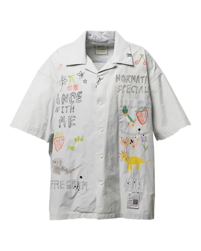 MIHARAYASUHIRO hand drawing print shirt - Grau Grau