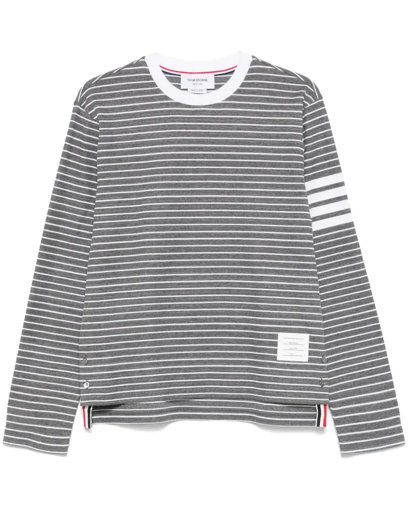 Thom Browne Langarmshirt mit Streifen - Grau Grau