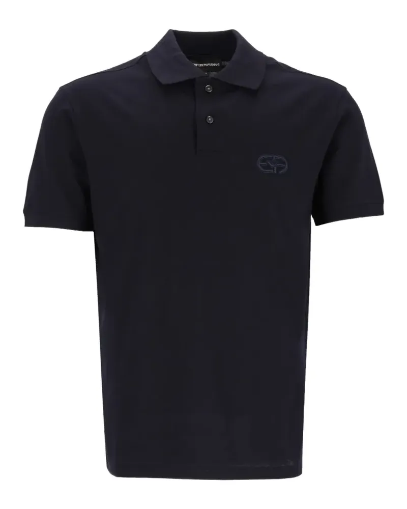 Emporio Armani jersey polo shirt with embossed EA logo embroidery - Blau Blau