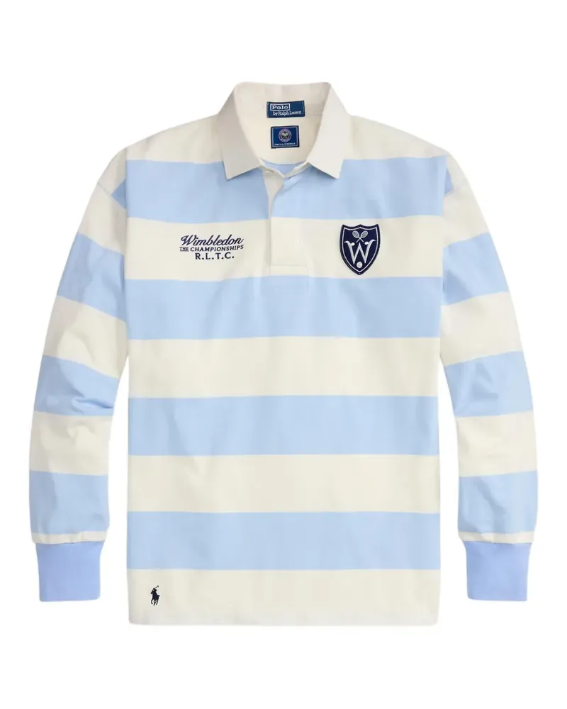 Ralph Lauren x Wimbledon 2026 gestreiftes Poloshirt mit Stickerei - Weiß Weiß
