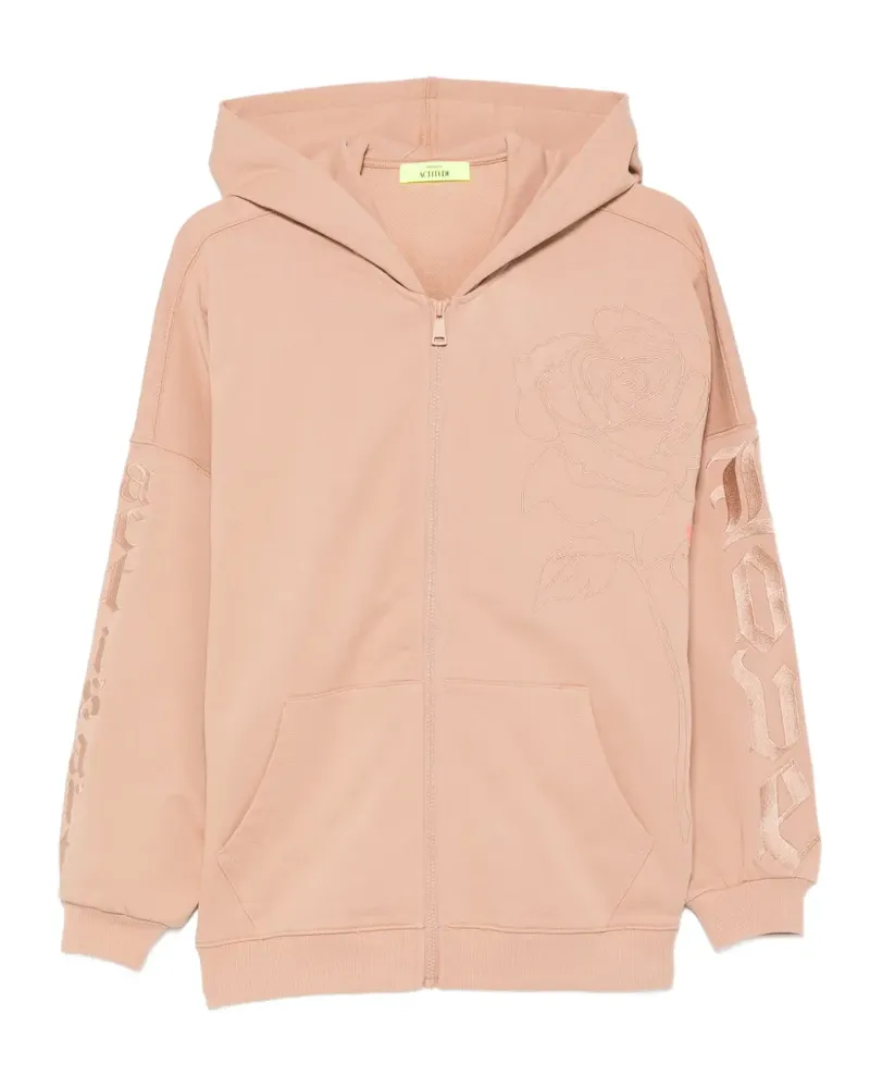 Twin-Set floral-embroidered hoodie - Nude Nude