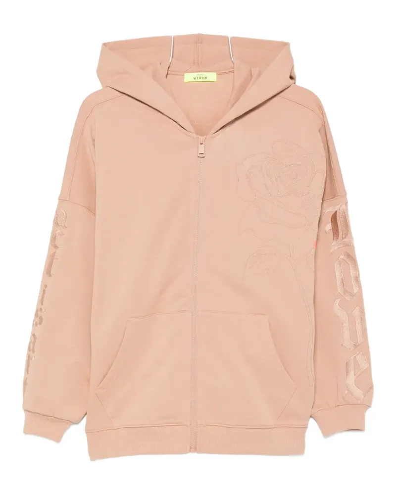 Twin-Set floral-embroidered hoodie - Nude Nude