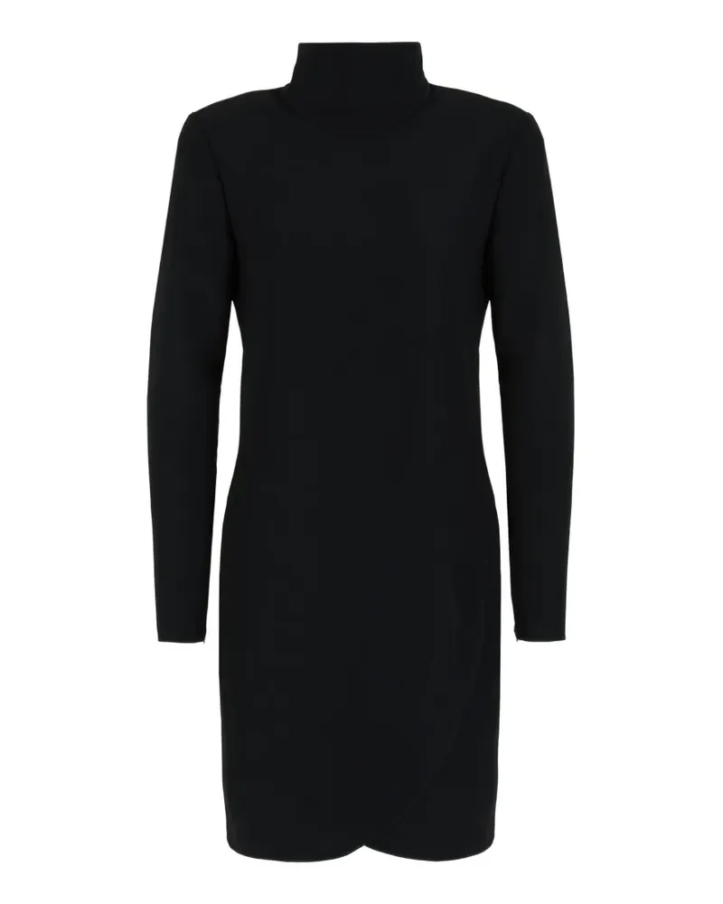 Emporio Armani Langärmeliges Technical-Cady-Kleid mit Stehkragen - Schwarz Schwarz