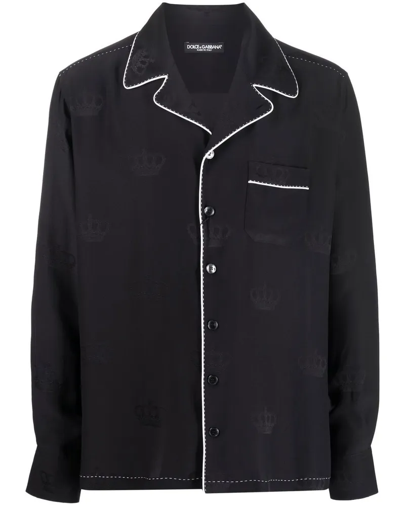 Dolce & Gabbana Seidenhemd mit Kontrastnähten - Schwarz Schwarz