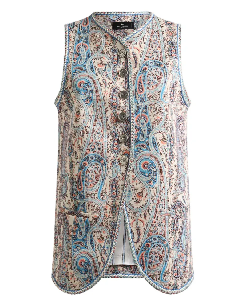 Etro floral paisley-motif jacquard waistcoat - Nude Nude