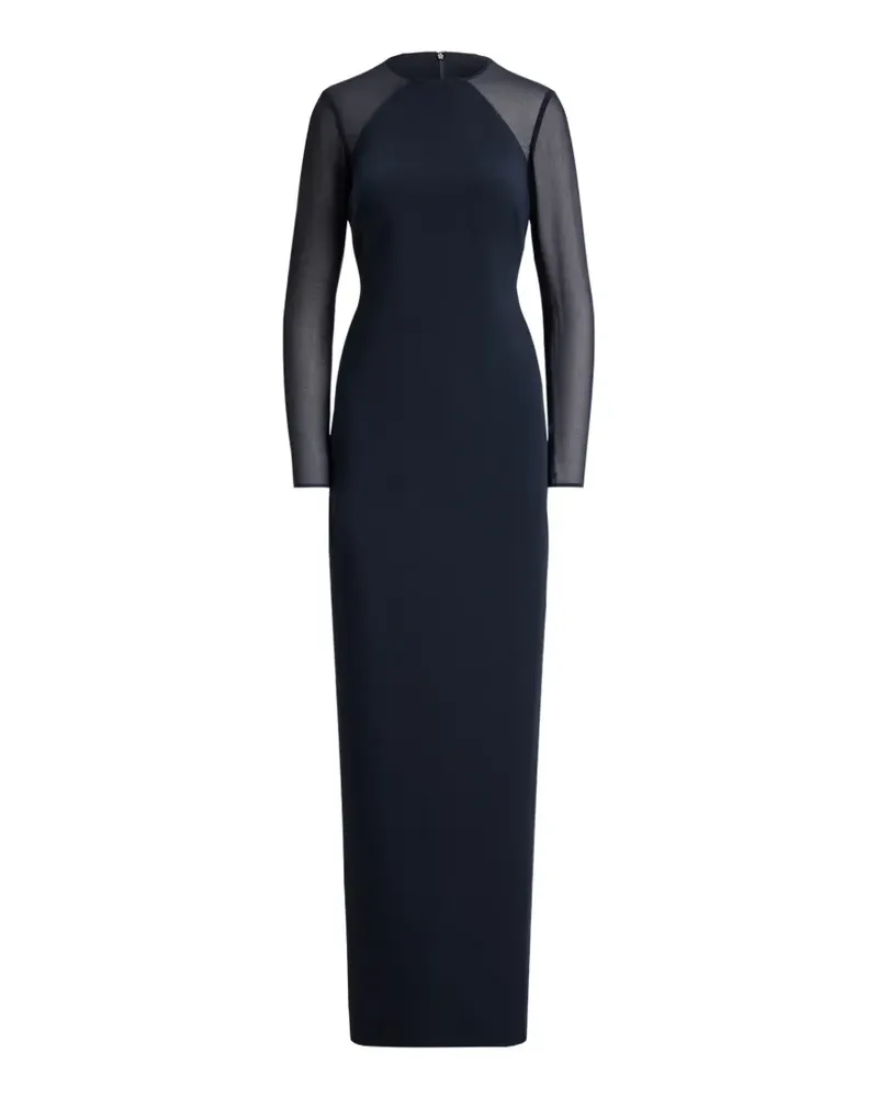 Ralph Lauren Maxi Abendkleid aus Krepp mit Georgette-Besatz - Blau Blau