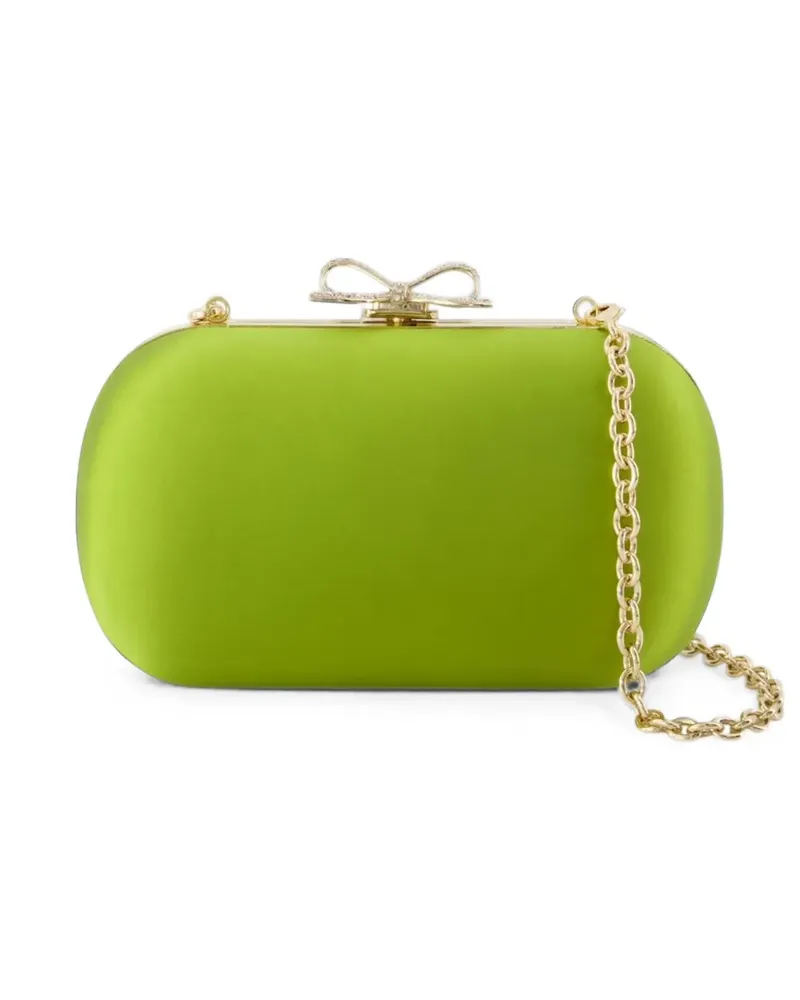 Self-Portrait bow-detail clutch bag - Grün Grün