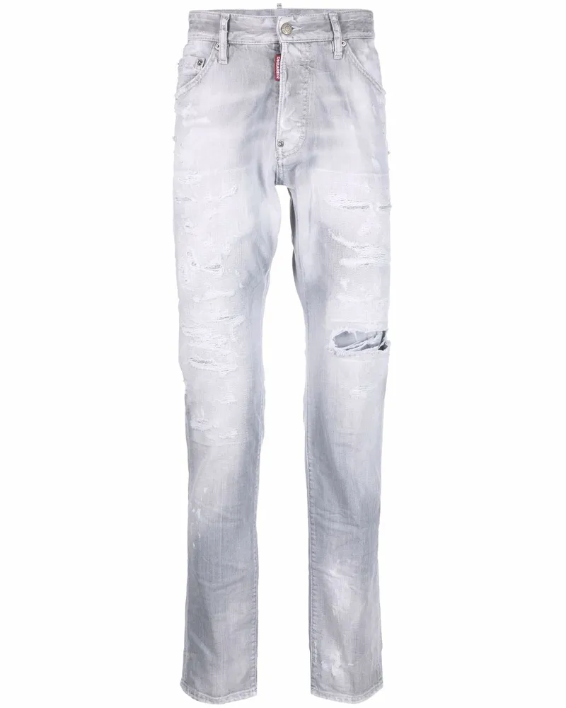 Dsquared2 Halbhohe Jeans im Distressed-Look - Grau Grau