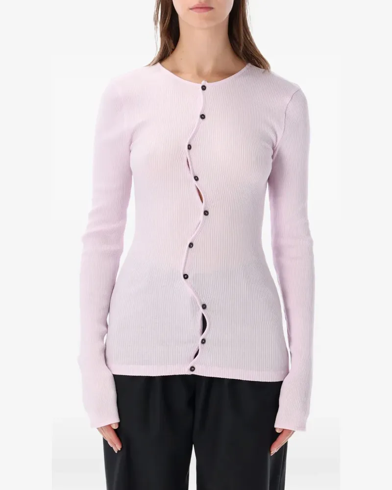 OpéraSPORT Claire ribbed asymmetric-button cardigan - Rosa Rosa