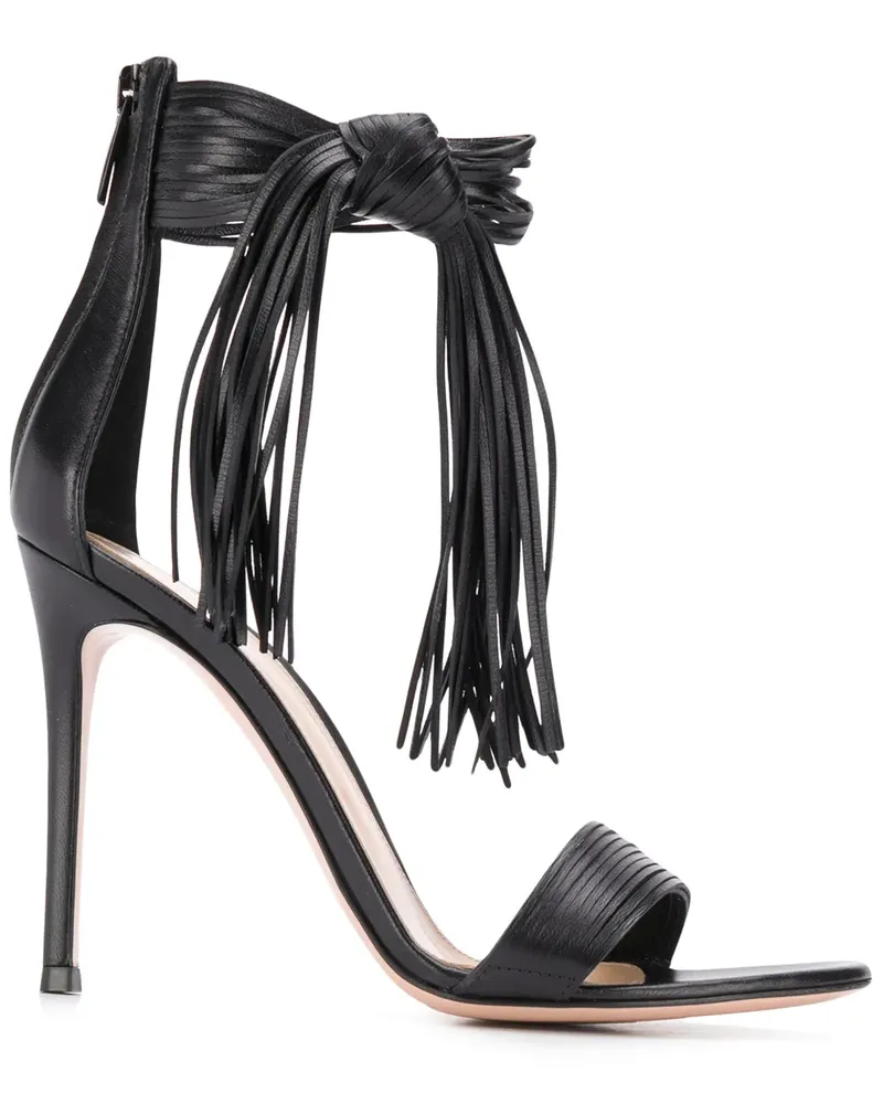 Gianvito Rossi Sandalen mit Fransen - Schwarz Schwarz