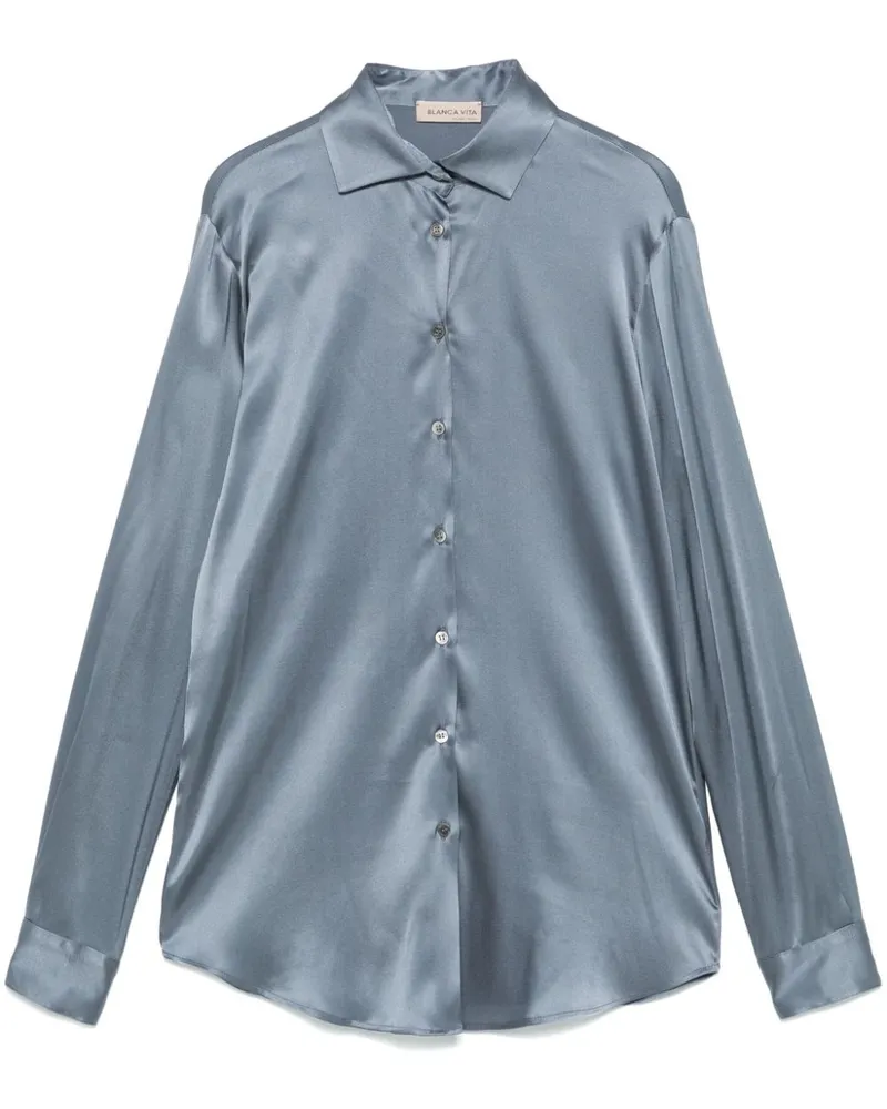 Blanca Hemd aus Satin - Blau Blau