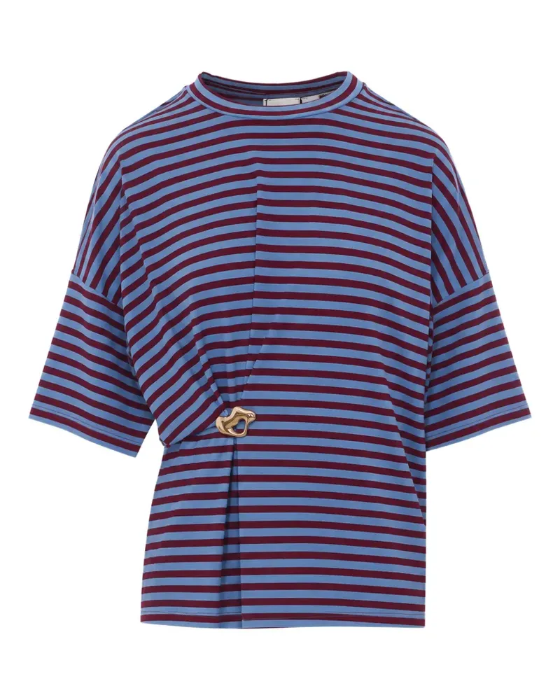 Essentiel striped brooch-detail T-shirt - Blau Blau