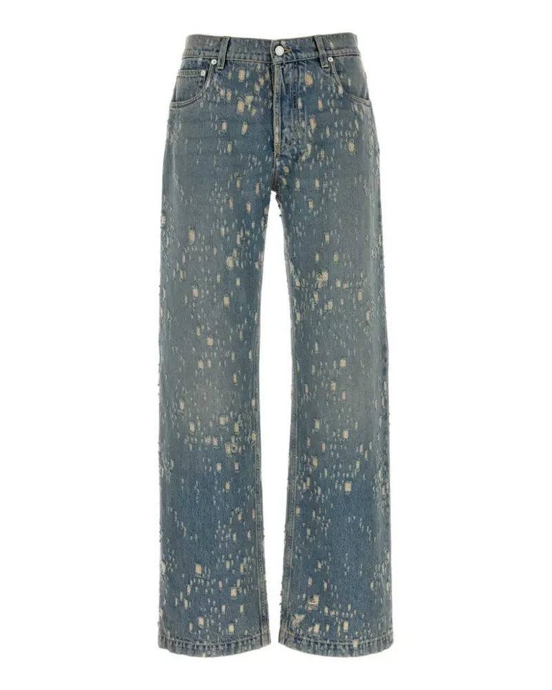 Alexander McQueen distressed straight-leg jeans - Blau Blau