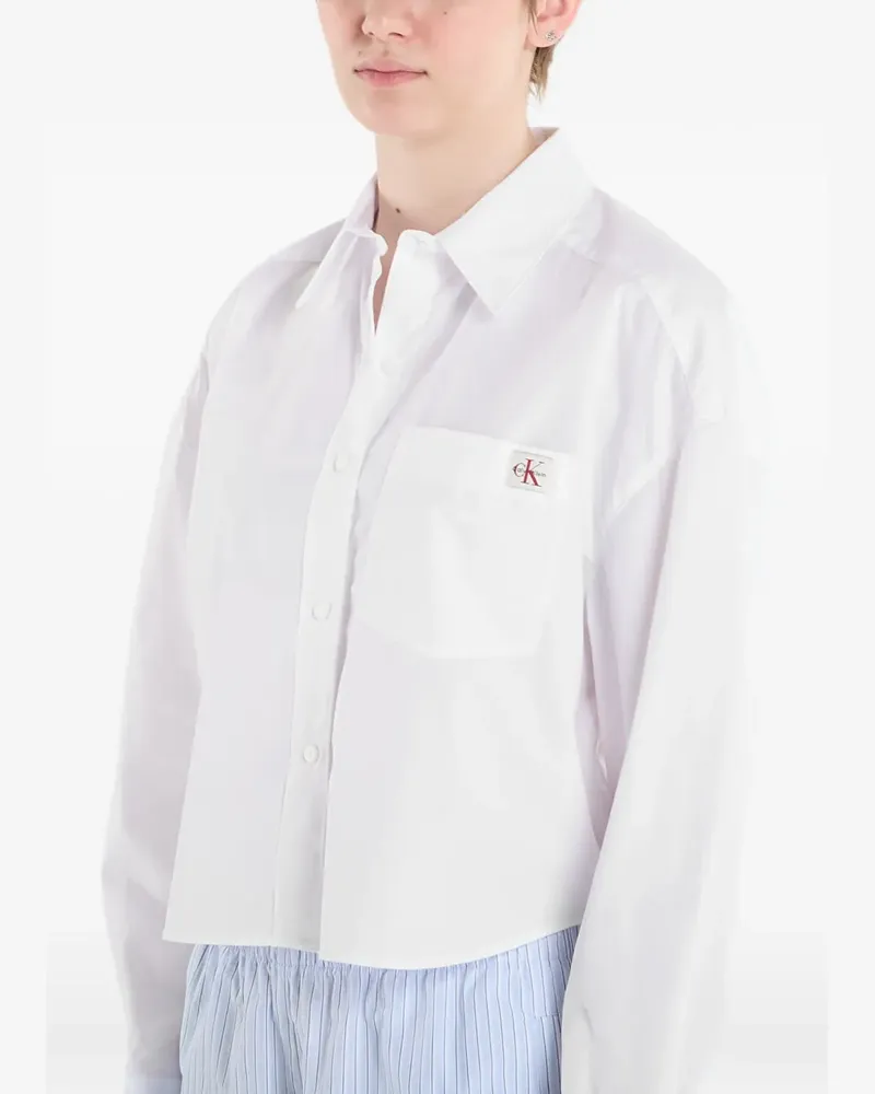 Calvin Klein Cropped-Hemd aus Popeline - Weiß Weiß