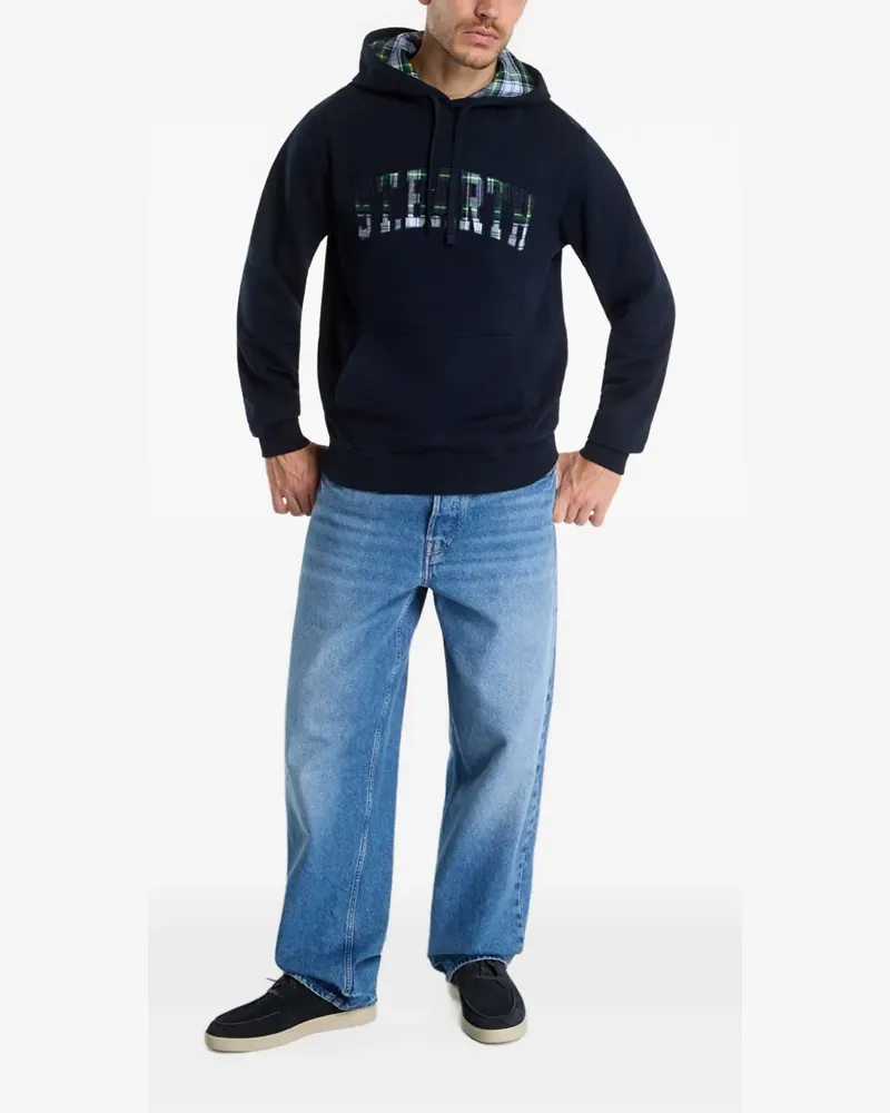 MC2 Saint Barth Tribeca tartan-appliqué hoodie - Blau Blau